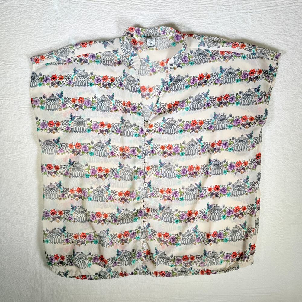 American Rag‎ Womens Shear Top Birdcages Sz OX (XL) Cottagecore Boho Whimsical